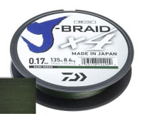 Шнур DAIWA J-BRAID X4 0,17 mm, 8,4 кг. 135 м. темно-зелёный
